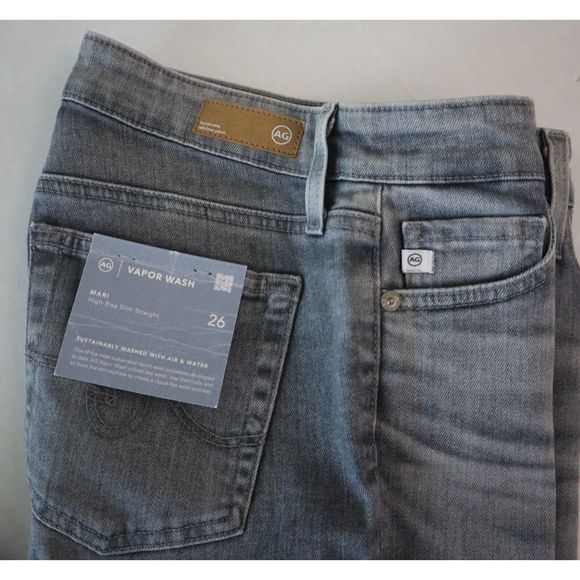 AG Women's Sz 26R / US 2 Gray Mari High Rise Cropped Slim Straight Jeans $215 - Picture 5 of 13